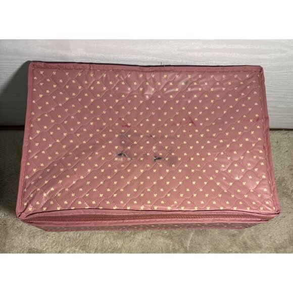 Vintage Quilted China Storage Box Rectangle With Zippered Lid & Inserts - Picture 2 of 10